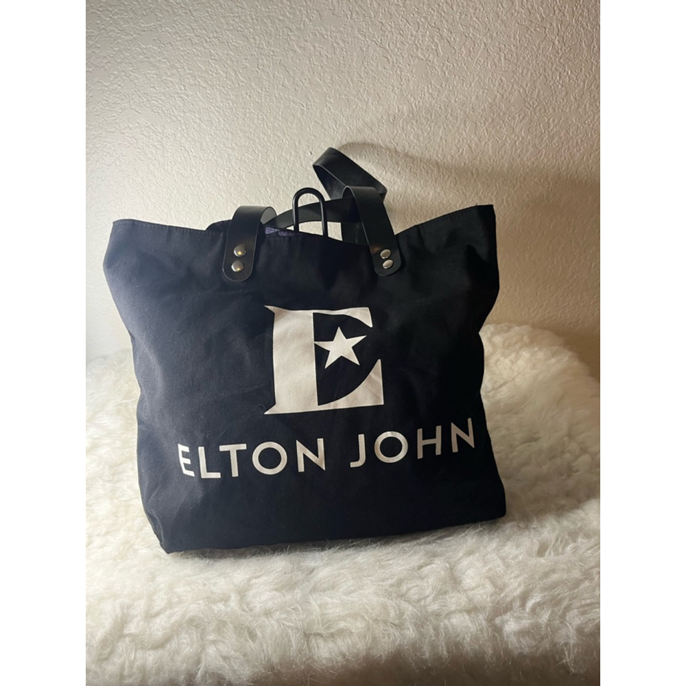 Elton John Farewell Yellow Brick Road Tour VIP Canvas Tote Bag Black